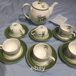 MINH LONG Teapot/Cup/Saucer Set of 6 Vietnam Fine Ceramics Manufacturer