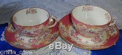 MINTON PINK COCKATRICE Breakfast Set / Tea Set With Teapot & Stand LARGE CUPS