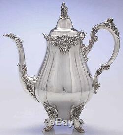 MINT 5 Piece Wallace Baroque Silver Coffee Tea Pot Sugar Creamer Set with Tray