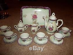 MUSICAL TEA POT SET Demitasse/Childs Iridescent victorian Made in japan Antique