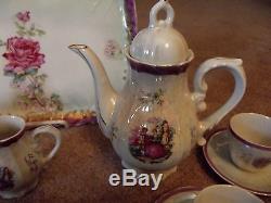 MUSICAL TEA POT SET Demitasse/Childs Iridescent victorian Made in japan Antique