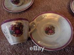 MUSICAL TEA POT SET Demitasse/Childs Iridescent victorian Made in japan Antique