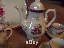 MUSICAL TEA POT SET Demitasse/Childs Iridescent victorian Made in japan Antique