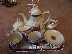 MUSICAL TEA POT SET Demitasse/Childs Iridescent victorian Made in japan Antique