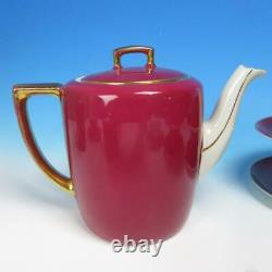 MZ Czechoslovakia 15 Pc Decorated Set Teapot, Creamer, Sugar, 6 Cup/Saucer