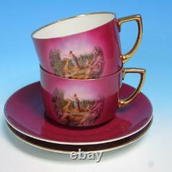 MZ Czechoslovakia 15 Pc Decorated Set Teapot, Creamer, Sugar, 6 Cup/Saucer