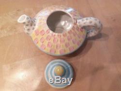 MacKENZIE-CHILDS Tea Set BUTTERFLY Pattern Tea Pot, Sugar & Creamer