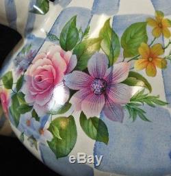 MacKenzie Childs Blue Honeymoon Morning Glory Teapot Tea Pot, Checkered