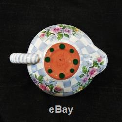 MacKenzie Childs Blue Honeymoon Morning Glory Teapot Tea Pot, Checkered