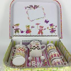 MacKenzie Childs Tea Party Child Set Sugar Creamer Teapot 4 Place Settings ++