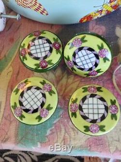 Mackenzie Childs Torquay Butter Dish House Ceramic palm & Devon Set VERY Rare