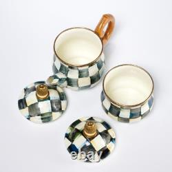Mackenzie Childs Victoria Richard Courtly Check Tea Service Sugar Bowl Tea Pot