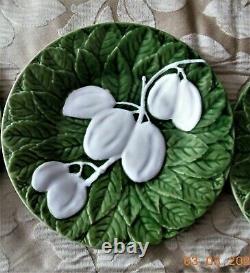 Majolica Bordallo Pinheiro Green Cabbage leaf Vintage set dishes 8 and a teapot