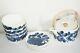 Marimekko Finland, Set Of Blue Mynsteri Dishes, 4 Plates And Bowls + Teapot