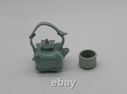 Marion Angelica Studio Pottery Ceramic Porcelain Personal Tea Pot & Cup