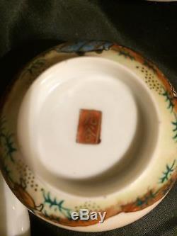 Marked Kutani Japanese Meiji Tea Set Eggshell Porcelain