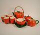 Maruhon Ware Japan 9 Piece Vintage Tomato / Pumpkin Tea Set 5 Cups Sugar Creamer