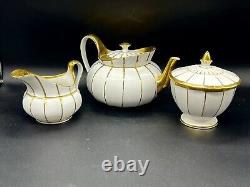 Meissen X Form Coffee Tea Pot Sugar & Creamer Porcelain Gold Baroque