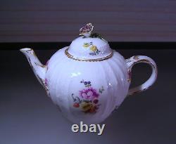 Meissen c1763 Porcelain Hand Painted Floral Teapot Crossed Swords Mark