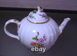 Meissen c1763 Porcelain Hand Painted Floral Teapot Crossed Swords Mark
