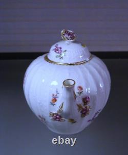 Meissen c1763 Porcelain Hand Painted Floral Teapot Crossed Swords Mark
