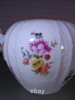 Meissen c1763 Porcelain Hand Painted Floral Teapot Crossed Swords Mark