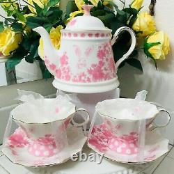 Meritage Easter Spring Bunny Floral Tea Cup Saucer Plate & Teapot Set YOU CHOOSE