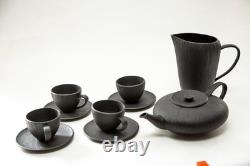 Michael Aram Africana Black Textured Tea Set, Tea Pot, 4 cups with Saucers
