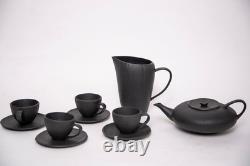Michael Aram Africana Black Textured Tea Set, Tea Pot, 4 cups with Saucers