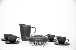 Michael Aram Africana Black Textured Tea Set, Tea Pot, 4 cups with Saucers