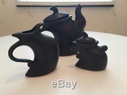Michael Lambert Dancing Art Pottery Tea Coffee Pot Set-Black