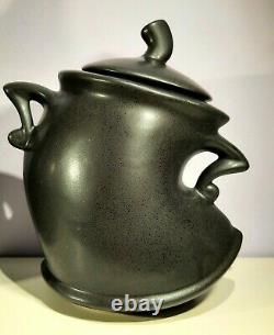 Michael Lambert Pottery Whimsical Dancing Strutting Teapot & Sugar Jar Black Set