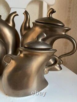 Michael Lambert signed studio pottery Dancing set Coffee & tea pot creamer&sugar