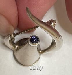 Michael Maureen Banner Sterling Silver Amethyst Coffee Tea Pot Brooch Pin Artist