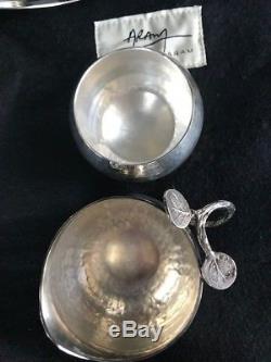 Michael-aram-complete-tea-set-teapot-creamer-with-lids-sugar-bowl-tongs-tray