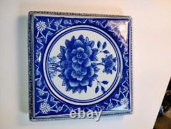 Mid Century DeChang Taoci Blue and White Floral Porcelain Teapot Trivets