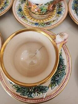 Mid Century Italy Full Teapot Set Lovers Erotic Scenes Demitasse Dragon Handles