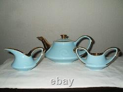 Mid Century Modern Blue Teapot Creamer & Sugar Set 1940's