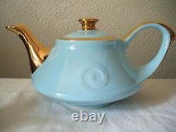 Mid Century Modern Blue Teapot Creamer & Sugar Set 1940's