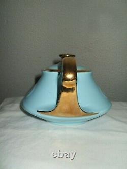 Mid Century Modern Blue Teapot Creamer & Sugar Set 1940's