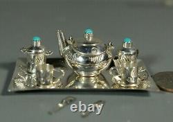 Miniature Teapot set Navajo Sterling Silver Wesley Whitman Signed