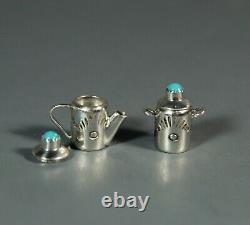 Miniature Teapot set Navajo Sterling Silver Wesley Whitman Signed