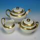 Minton England H1346 Gold Encrusted Teapot, Creamer And Covered Sugar Bowl