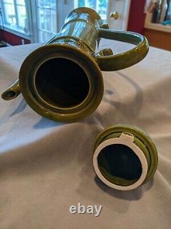 Modern 1970's Elongated Olive and Moss Green Tea Pot Set, 9 Pieces
