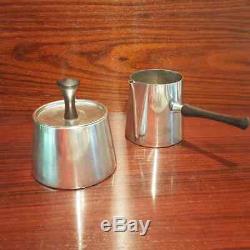 Modernist Coffee Set PM Italy Silver Sugar Creamer Tea Pot Silver Plate 1960's