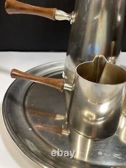 Modernist Italian Silver and Rosewood Tea and Coffee Serving Set