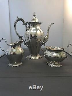 Monogrammed 3 Piece Teapot/Creamer/Sugar Set (1682) by Whiting Co, Sterling