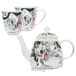 Moomin Tea Pot & 2 Cups Set Heat Resistant Glass MM-S009 Japan With Tracking