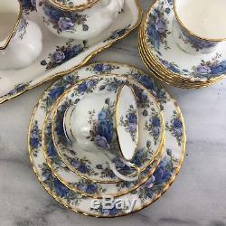 Moonlight Rose Royal Albert 30 pc Set for 6 Teapot Cups Saucers Luncheon Plates