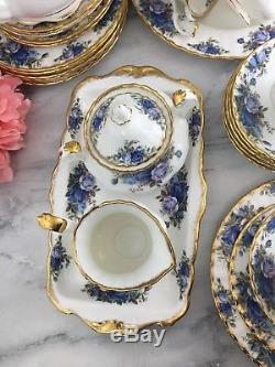 Moonlight Rose Royal Albert 30 pc Set for 6 Teapot Cups Saucers Luncheon Plates